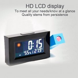 Smart Voice Control LED Backlight Snooze Alarm Clock LED Screen Weather Forecast Snooze Clock 180 Degree Rotating Creative Electronic Projection Clock Bedroom Digital Alarm Clock with Temperature Cale
