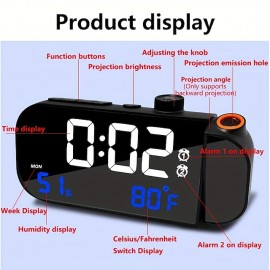 Multifunctional Radio Alarm Clock Student Specific Desktop Electronic Clock LED Night Light Projection Clock
