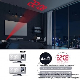 8827 Digital LED Desktop Alarm Clock Desktop Electronic Equipment FM Radio Display Temperature And Humidity Electronic Clock
